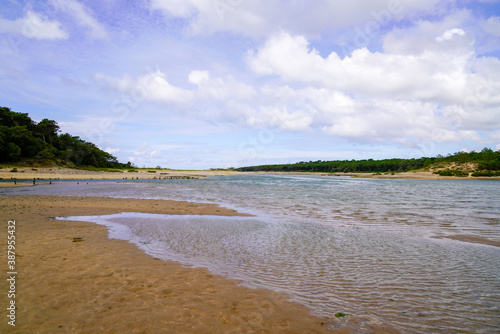 sand atlantic natural beach with blue water on Jard-sur-Mer france