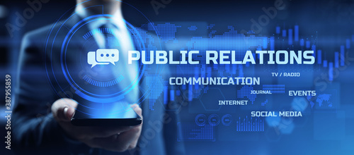 Canvas-taulu PR Public relation management. Business communications concept.