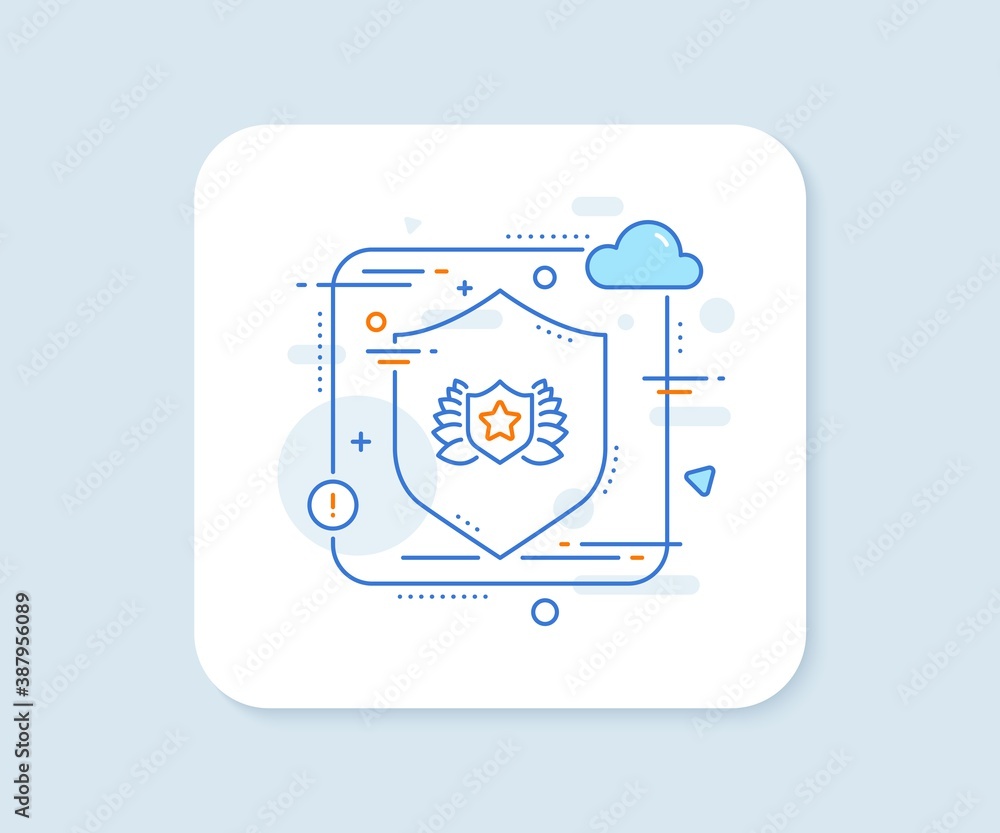 Award shield line icon. Abstract vector button. Laurel wreath symbol. Laureate sign. Laureate line icon. Protect shield concept. Vector Award shield line icon. Abstract vector button. Laurel wreath symbol. Laureate sign. Laureate line icon. Protect shield concept. Vector