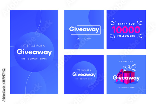 Set giveaway social media contest vector template.