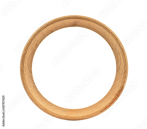 wooden round frame, isolate on white background