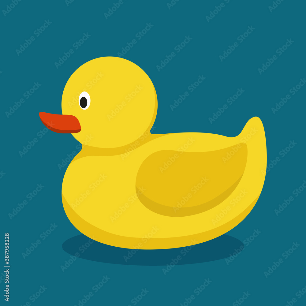 Yellow rubber duck. Isolated bathroom toy. Funny ducky for playing in the bath tub. Vector illustration Yellow rubber duck. Isolated bathroom toy. Funny ducky for playing in the bath tub. Vector illustration