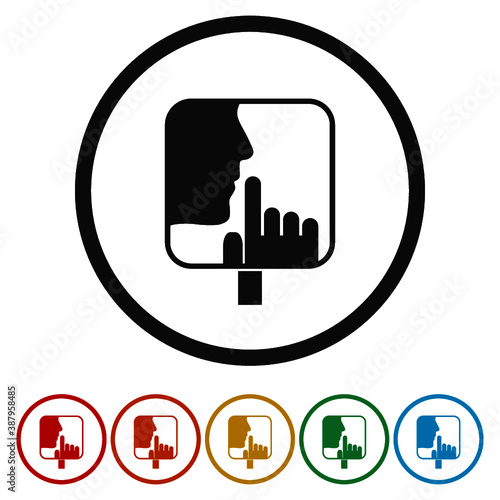 Silence ring icon simple sign, color set
