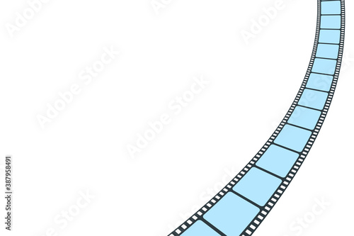 Blue film strip cinema isolated on white background. Modern Cinema Background. Festive design film frame with place for text. Movie art template for cinema festival, ticket, brochure, banner, poster.