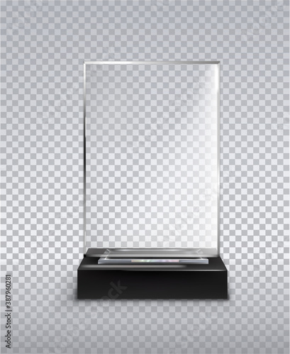 glass award in the form of a rectangle on a transparent background vector illustration