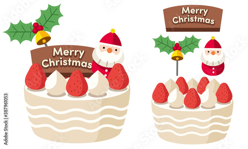 イチゴのクリスマスショートケーキホールのイラスト素材