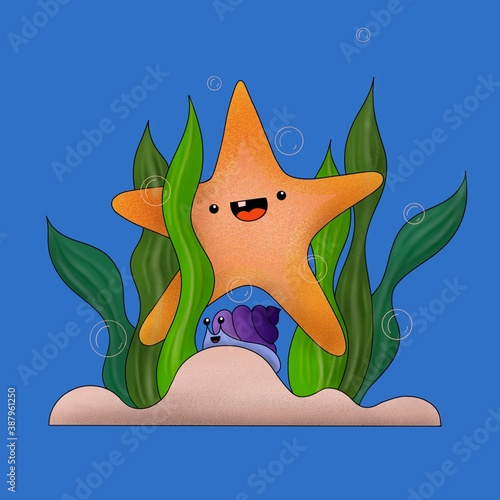 cute starfish  cartoon