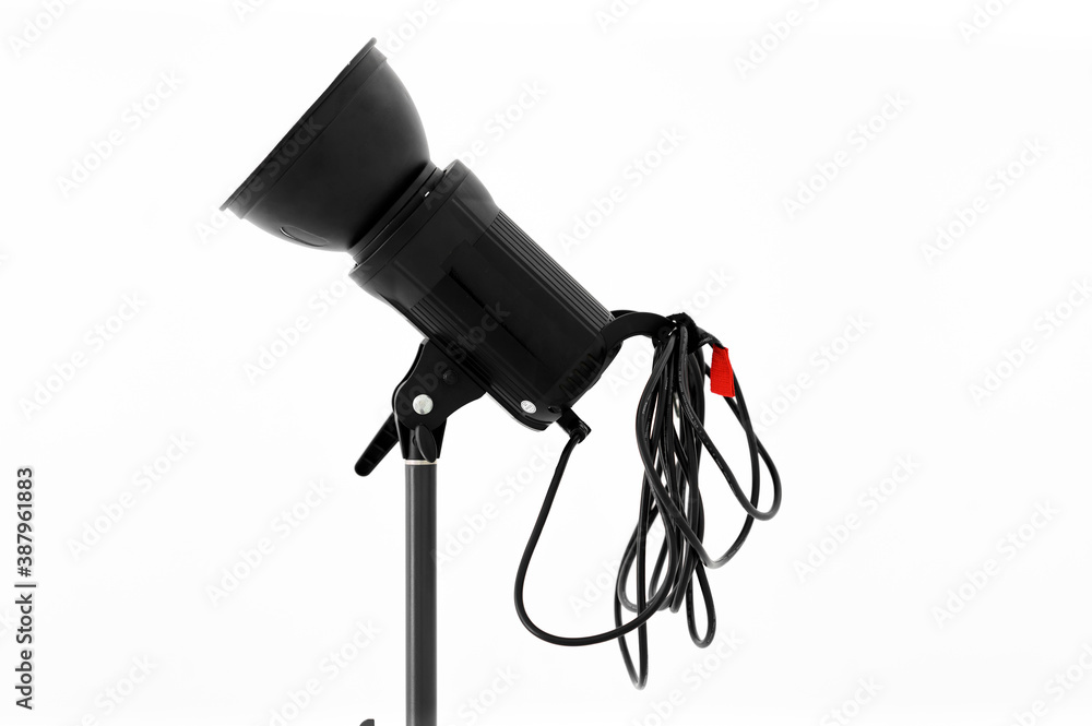 Studio lights and flash bulbs are available separately on white background. Photography equipment with professional technology Studio lights and flash bulbs are available separately on white background. Photography equipment with professional technology