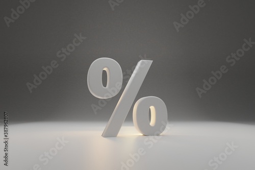 Percentage icon in 3D studio background, 3d illustration