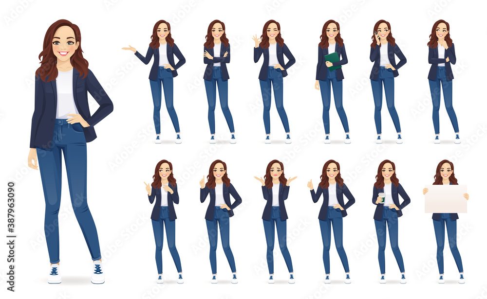 Cartoon Character Girl Set With Different Postures Attitudes And Poses  Always In Positive Attitude Doing Different Activities In Vector Vector  Illustrations Stock Illustration - Download Image Now - iStock