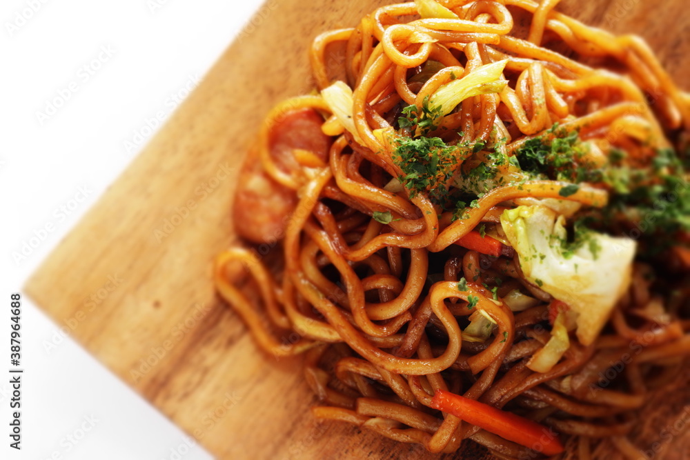 Japanese style sausage and vegetable fried noodles