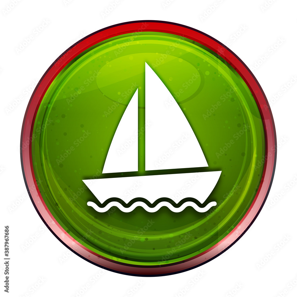 Sailboat icon fresh green round button illustration Sailboat icon fresh green round button illustration
