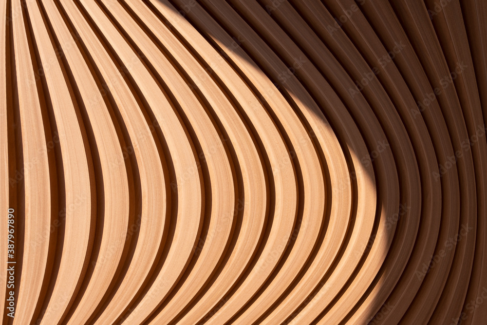 curve line of wood in detail building abstract architecture background - obrazy, fototapety, plakaty 