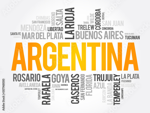 List of cities and towns in Argentina, word cloud concept background