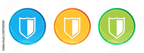 Shield icon clean soft round button set illustration