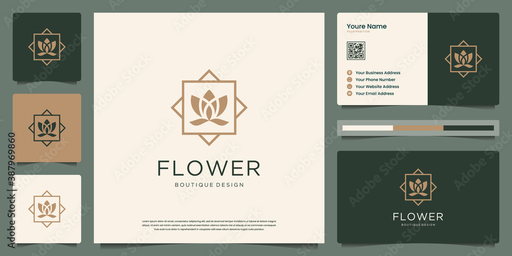 Naklejka premium Minimalist elegant lotus flower. logos can be used for spa, beauty, salon, skin and business card