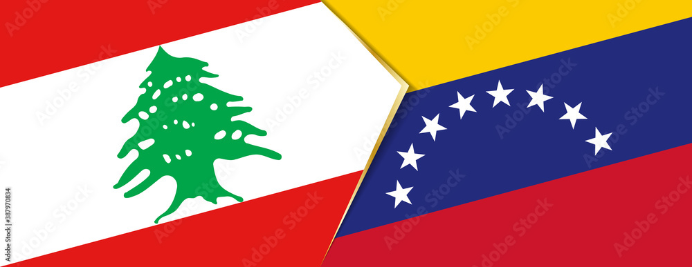 Lebanon and Venezuela flags, two vector flags. Lebanon and Venezuela flags, two vector flags.