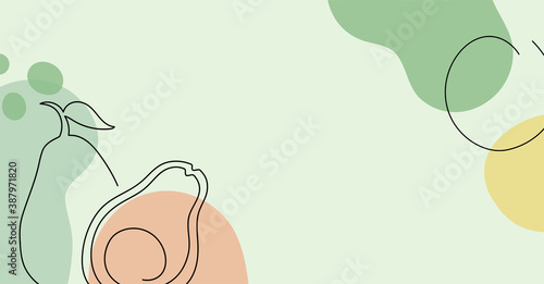 Banner with avocado in a hand drawn linear style.