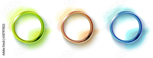 Abstract Ring Frame with Three-dimensional that suitable add text and photo or use for decoration Green brown blue vector illustration graphic EPS10
