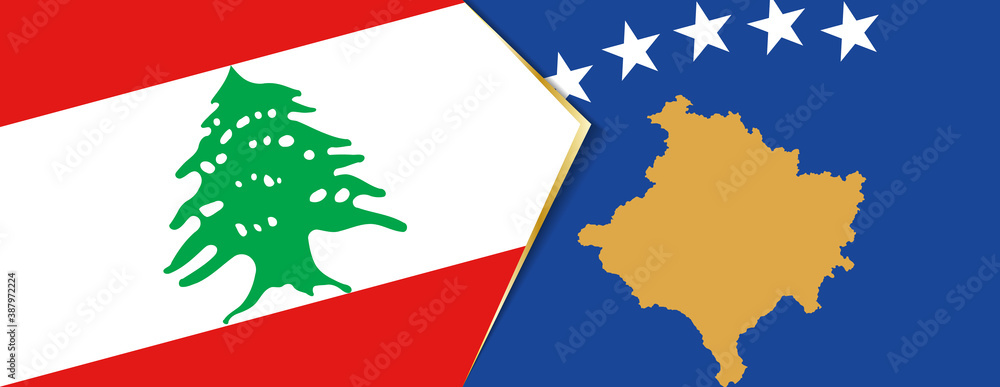 Lebanon and Kosovo flags, two vector flags. Lebanon and Kosovo flags, two vector flags.