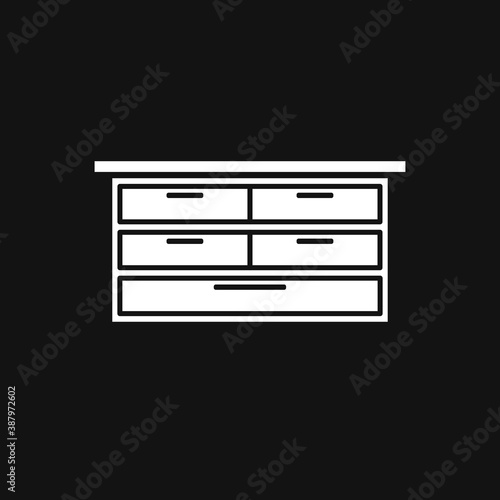 White line icon for Chest, drawers and furniture. Flat design