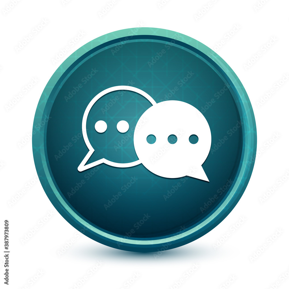 Conversation icon shiny light blue round button illustration Conversation icon shiny light blue round button illustration