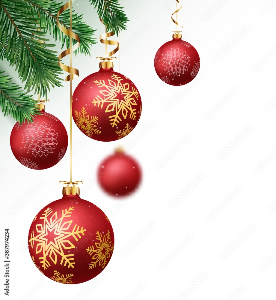 Merry christmas and happy new year design with balls and confetti Merry christmas and happy new year design with balls and confetti