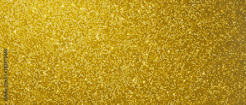 Christmas gold background, glitter golden shine and shimmer pattern. Golden glittery sequins and gold shiny confetti backdrop, Xmas card foil shimmer and tinsel gleam light effect