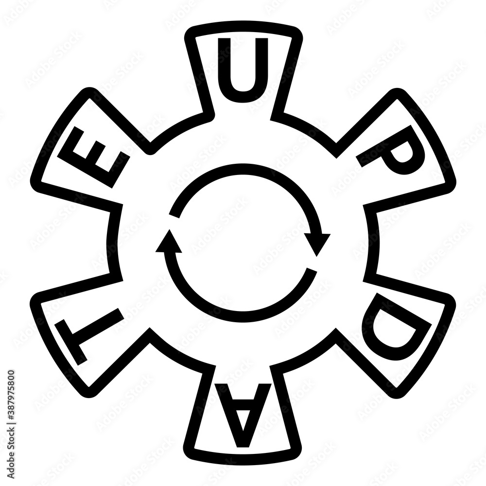 Obraz premium Icon update sign, gear arrows, vector update refresh hog wheel arrow line outline stroke Icon