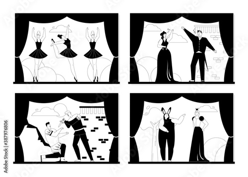 Opera and ballet theater set isolated scenes