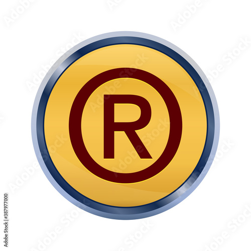 Registered symbol icon super yellow round button illustration