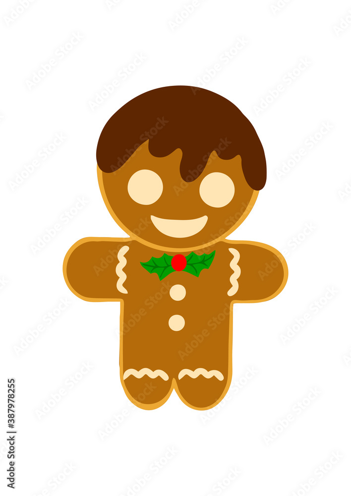 Obraz premium Festive cookies gingerbread man. Human-shaped cookies with colored glaze. Cute vector illustrations for christmas, new year, winter holiday, cooking, new year s eve.