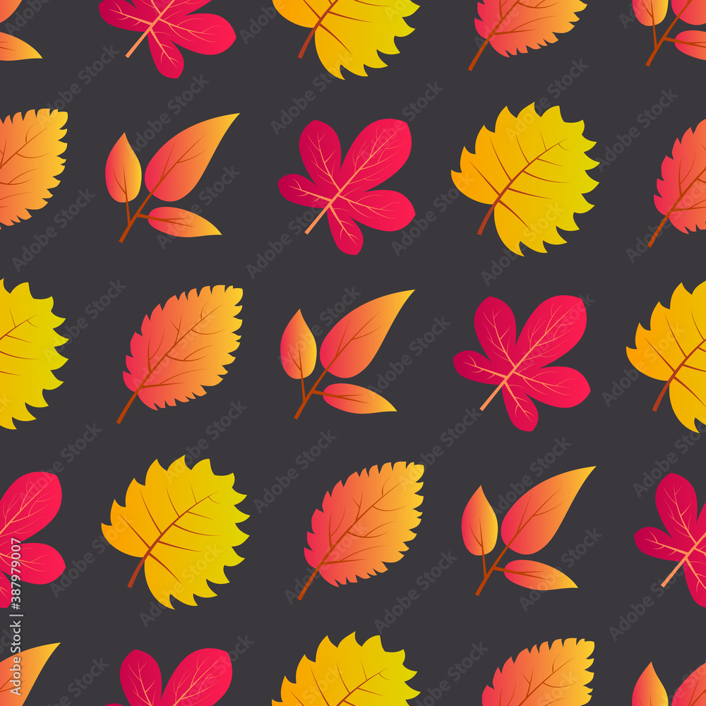 Autumn seamless background with colorful leaves