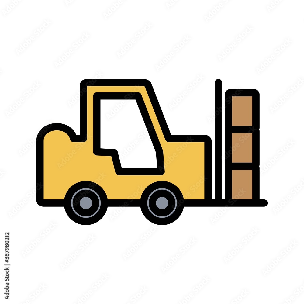 Forklift Flat Icon Vector Logo Template Illustration