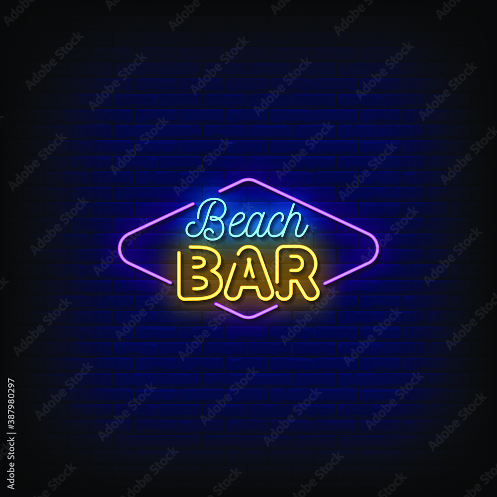 Beach Bar Now Neon Signs Style Text Vector Beach Bar Now Neon Signs Style Text Vector