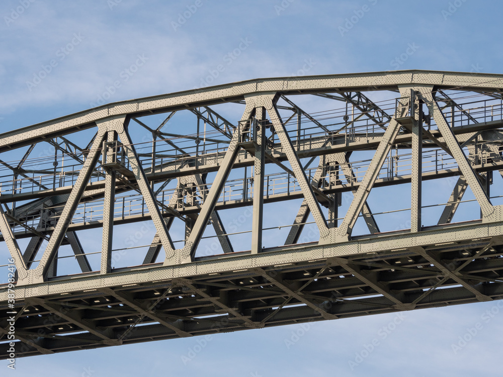Historic steel railway bridge with lifting system at Rotterdam in the Netherlands Historic steel railway bridge with lifting system at Rotterdam in the Netherlands