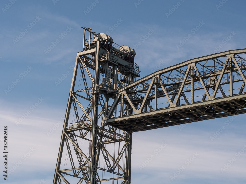 Historic steel railway bridge with lifting system at Rotterdam in the Netherlands