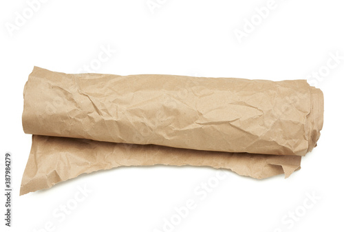 roll of brown wrapping paper isolated on a white background