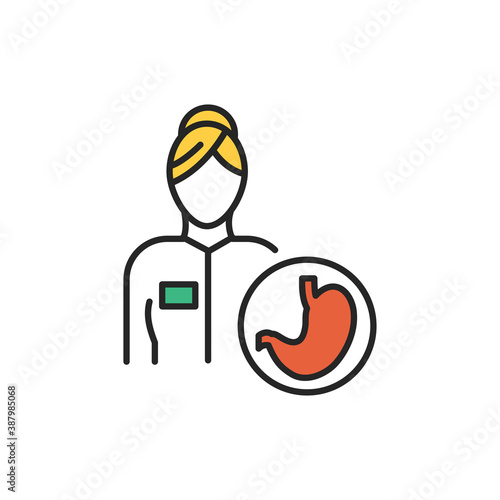 Gastroenterologist color line icon. Subject matter expert.