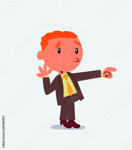 cartoon character of businessman pointing at something outraged