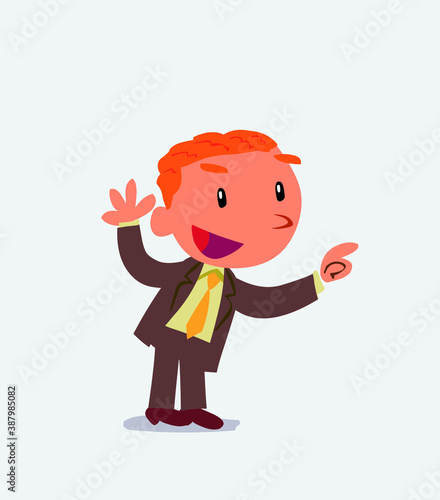  cartoon character of businessman pointing while arguing