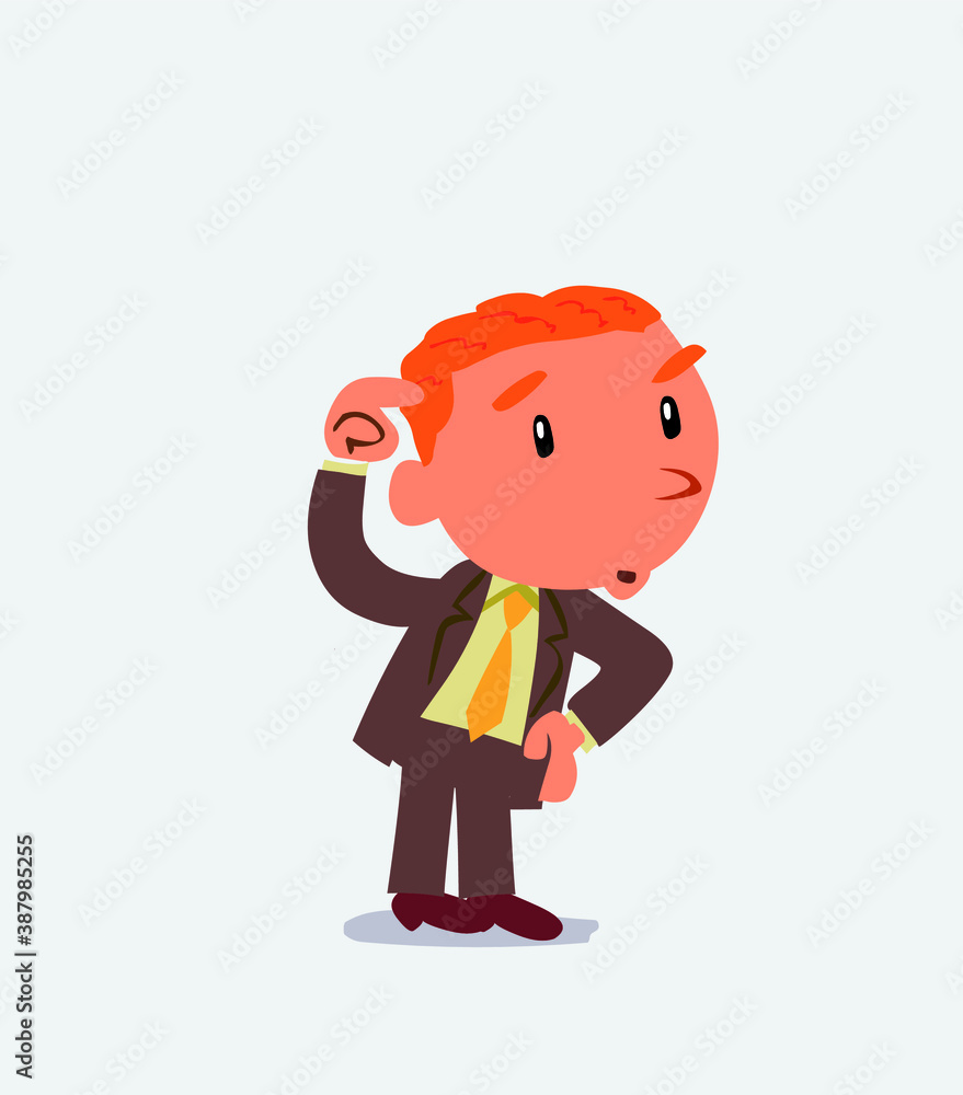 funny cartoon character of businessman doubting