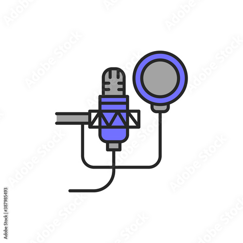 Sound-isolating microphone for sound recording color line icon. Pictogram for web page, mobile app, promo.
