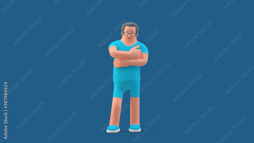 Man standing with folded hands on white background 3D illustration Man standing with folded hands on white background 3D illustration