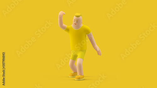 Man triumph happy YES did it on white background 3D illustration