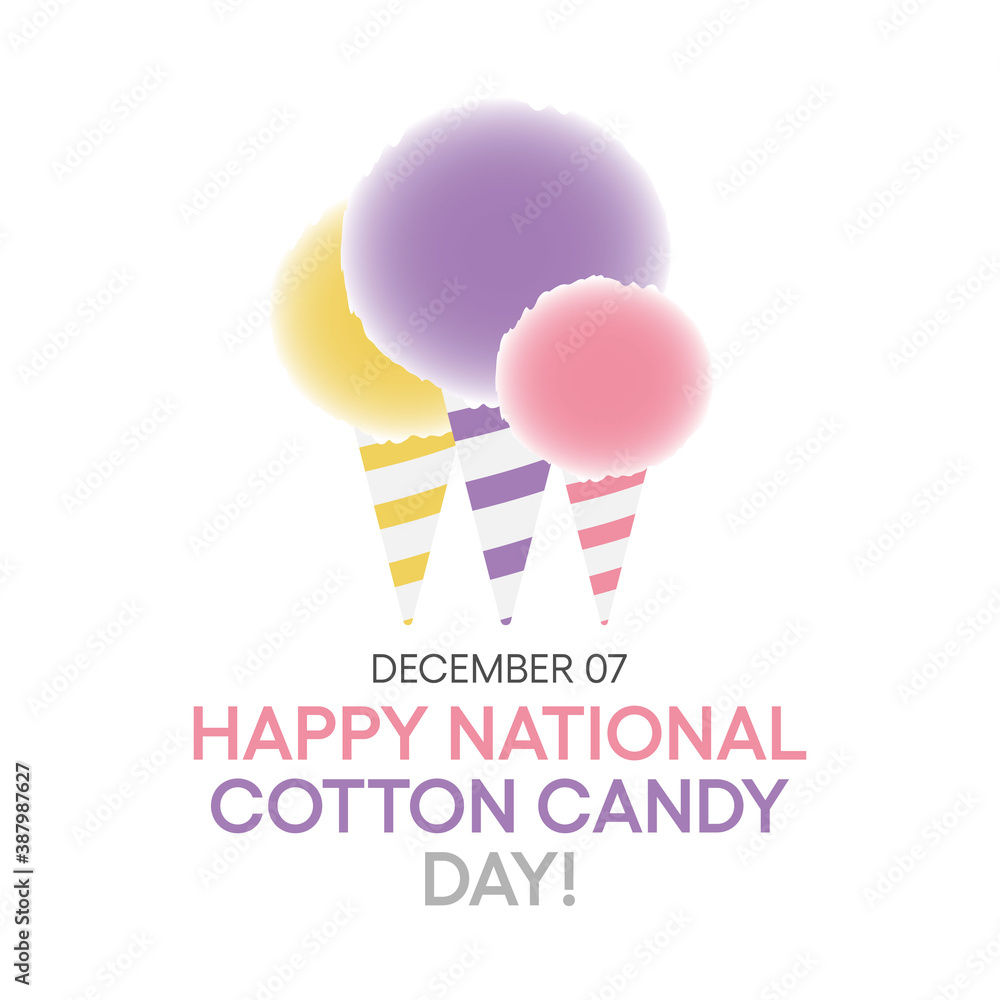 Vector illustration on the theme of national Cotton Candy day observed each year on December 7th.