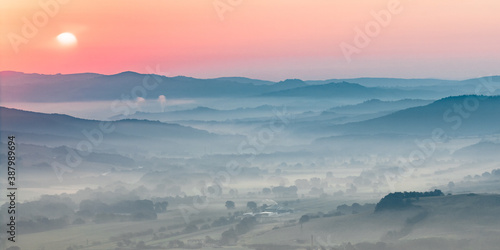 Tuscany foggy landscape scene