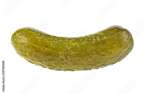Delicious marinated pickled cucumber isolated on a white background