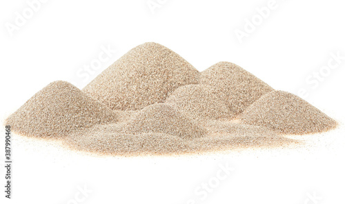Heap of desert sand isolated on a white background. Sand dunes. Pile dry desert sand.