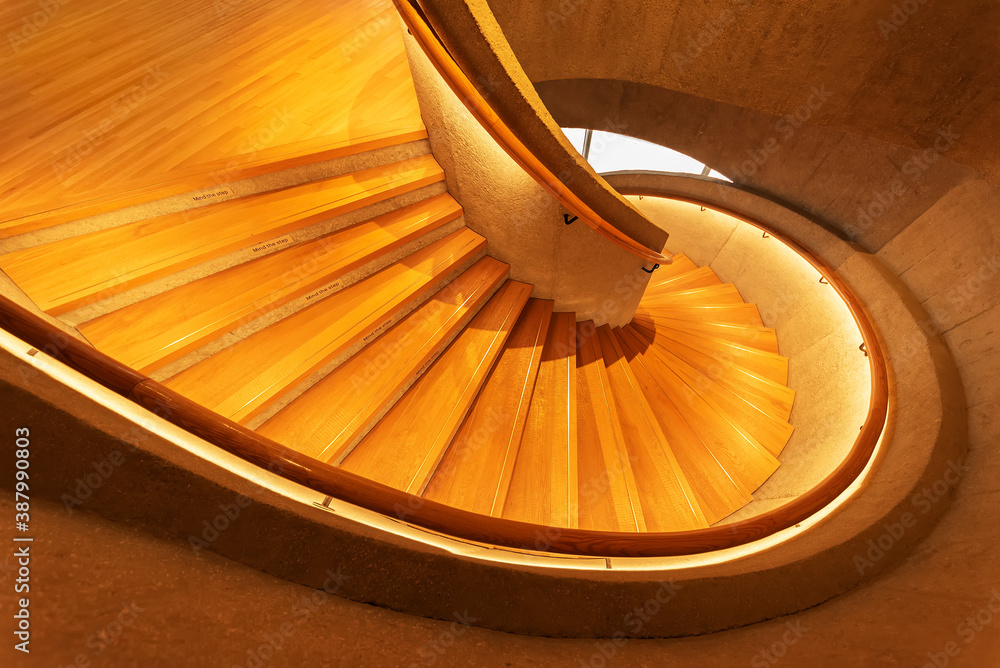 Modern spiral staircase. Contemporary architecture abstract background